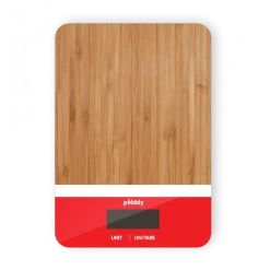 Balance De Cuisine Electronique Bambou Rectangle Rouge 23 X 16 Cm Pebbly