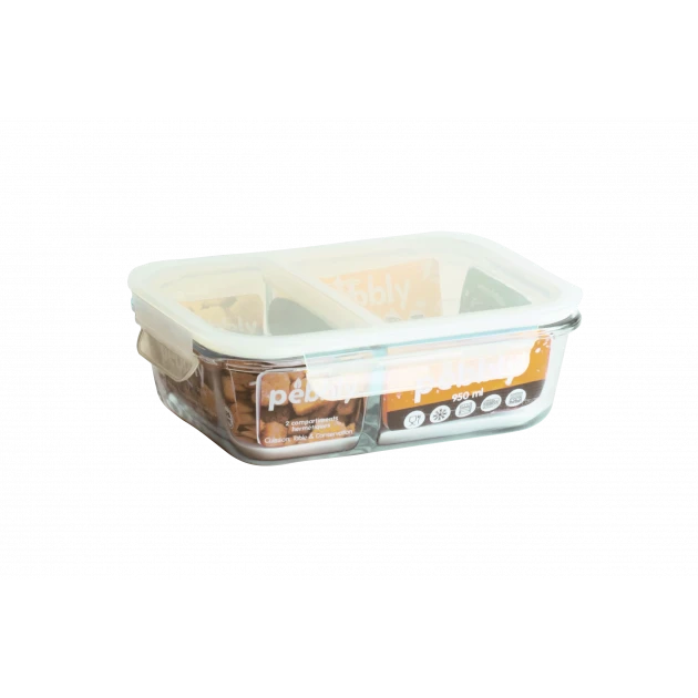 Boîte De Conservation En Verre Avec Compartiments Rectangle 950 Ml Pebbly – Image 2