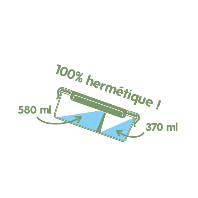 Boîte De Conservation En Verre Avec Compartiments Rectangle 950 Ml Pebbly – Image 3