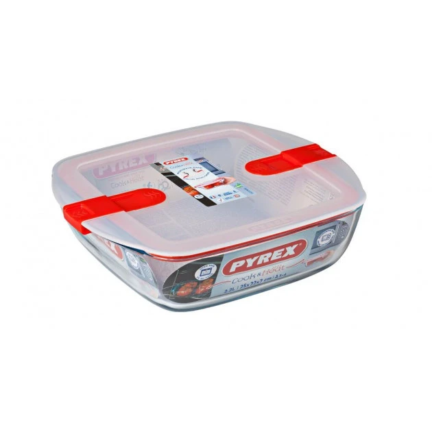 Boîte De Conservation En Verre Carrée 25 X 22 Cm 2,2 L Cook & Heat Pyrex