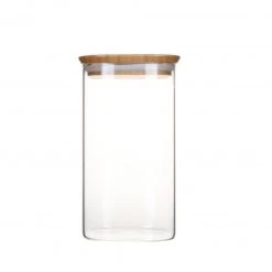 Boîte De Conservation En Verre Et Bambou Carré 1,4 L Pebbly