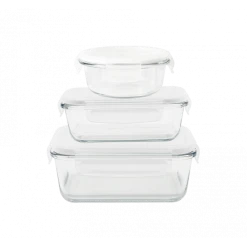 Lot 3 Boîtes De Conservation En Verre Pebbly