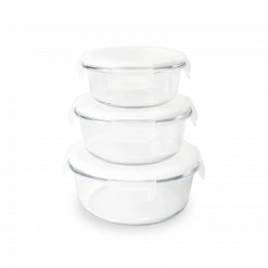 Lot 3 Boîtes De Conservation En Verre Rond Pebbly
