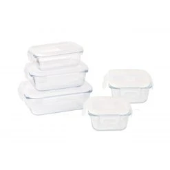 Lot 5 Boîtes De Conservation En Verre Pebbly