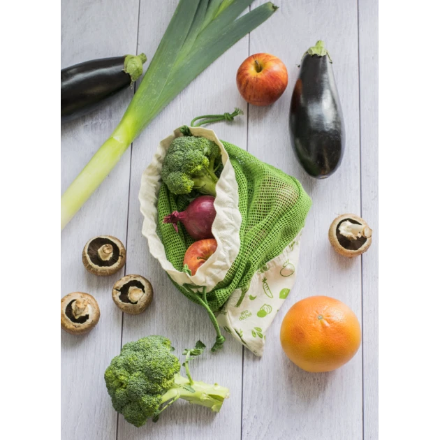 Sac à Légumes Coton Bio Vert 30 X 40 Cm Pebbly – Image 3