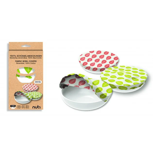 Set De 3 Couvercles Réutilisables Assortis 100% Coton Blanc, Vert, Orange - NUTS