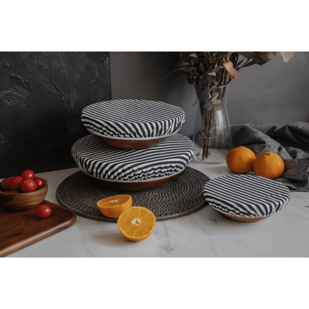 Set De 3 Couvercles Réutilisables Assortis 100% Coton Noir Et Blanc - NUTS – Image 3